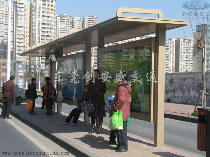 不銹鋼候車亭制作|不銹鋼公交候車亭|候車廳不銹鋼廣告牌